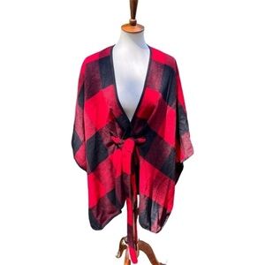 Red Buffalo plaid Crown and Ivy poncho wrap